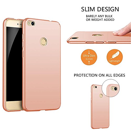 Qissy Carcasa Huawei P8 Lite  2017 Series  Incluido Anti-Scratch Anti-Huella Dactilar a Prueba de Choque Suave Protective Case Cover Skin para Huawei P8 Lite 2017 Series  Oro Rosa 