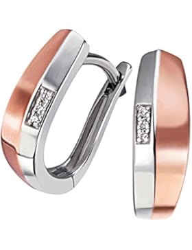 Goldmaid Damen-Creolen 925 Sterlingsilber rot vergoldet 6 weiße Zirkonia Ohrringe  rosegold Schmuck