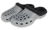  Viva Winterclogs Gr.36-45 Clogs Unisex - gefüttert Hausschuhe Gartenschuhe Schuhe (42, Grau-Schwarz)