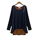MLG147 2015 Women Autumn And Winter The New Loose Irregular Long-sleeved T-shirt (L, BLUE)