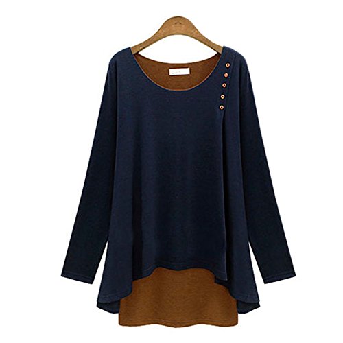 MLG147 2015 Women Autumn And Winter The New Loose Irregular Long-sleeved T-shirt (L, BLUE)