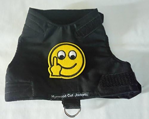 Mynwood Cat Jacket/Harness Black with Cheeky Emogi Adult Cat - Escape Proof