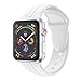 Produktbild BZLine Armband | Weiches Silikon Ersatz Uhrenarmband | Für Apple Watch Series 4 40mm/44mm | Neue Mode und Hautfreundlich | Handgelenkgröße: 5,51-7,28 Zoll | Bandlänge: 96 mm + 117 mm | 14 Farben (Für 44MM Armband, Weiß)
