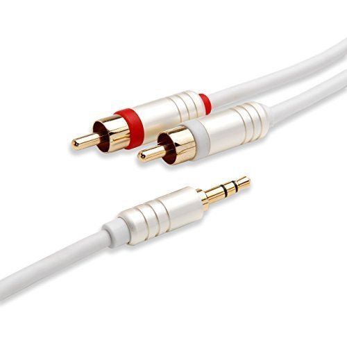 BlueRigger 3.5MM-RCA-8FT 2.4m 3.5mm 2 x RCA Blanco Cable de Audio - Cables de Audio (3.5mm, Macho, 2 x RCA, Macho, 2,4 m, Blanco)