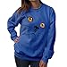 Produktbild Juliyues Damen Sweatshirt,Frauen Langarm Cat Print Pullover Jumper Langarmshirt Streetwear Rundhals Hemden Bluse Tops