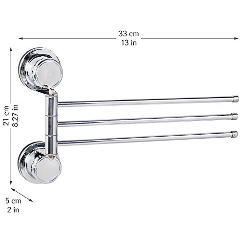Tatkraft Vacuum Screw HARD Leopold Handtuchhalter 3 Bewegliche Rostfrei Stahl Verchromt 33X5X18 cm 2 Saugschrauben - 2
