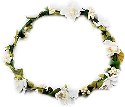 Stofirst New Fashion Women Girls Bohemian Flower Crown Wreath Garland Floral Bridal Headband Hairband Wedding Festival Party Prom Hair Accessories(Milk white)