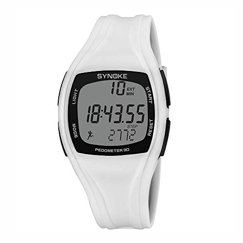 Tianya Multi-Function Electronic Digital Watch,50m Waterproof Step Counting Exercise Wrist Sports Watch Calorie Pedometer Chronograph Outdoor Watches (White)