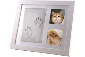DILIREBA Impronta Zampa Cane, Impronta a Zampa Di Cane e Gatto, Cornice In Legno Stampa In Gesso 3D, Per la commemorazione degli animali domestici
