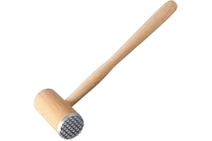 Fackelmann Nature - Ablandador de carne, madera de haya con función de acero inoxidable, 31 x 9,5 x 4,5 cm, natural/marrón claro y plateado