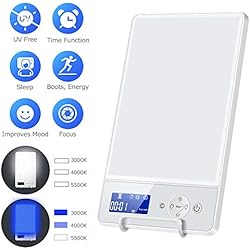 Lampe SAD, Lampe de luminothérapie 10000 lux,Chassez la déprime,Simulation de la lumière du jour, avec commande tactile, gradation en continu[Classe d'efficacité énergétique A](blanc) (white)