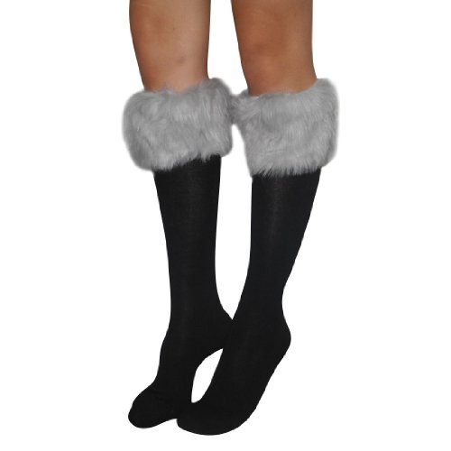 1 Set Of Womens Fashion Faux Fur Socks / Boots Cuffs Cover / Leg Warmers - Black