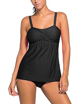 Minetom Tankini Donna Moda Due Pezzi Costume Da Bagno A Le Donne Costumi Bikini Estate Elegante Piega Decorazione