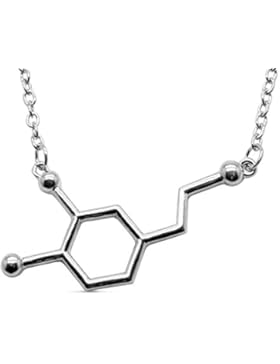Dopamin Molekül Anhänger Halskette mit Silbertönung by Serebra Jewelry