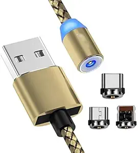 X-Cable 3 in 1 Magnetic chagring USB Cable with LED Light Compatible with Almost All Android Device