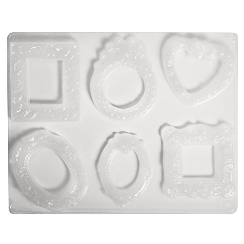 RAYHER 36008000, Gießform Bilderrahmen, 6 Motive, 6,5-8 cm, Größe 23,2 x 18,3 cm