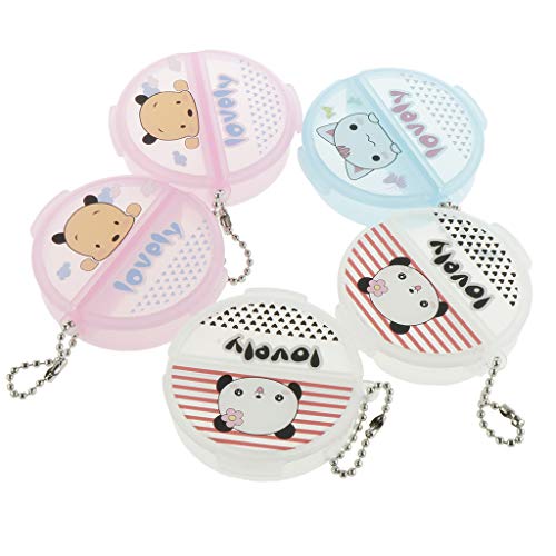 Preisvergleich Produktbild FLAMEER 5Pcs Medikamentenschieber Pille Aufbewahrungsbox Pillenbox für den täglichen Gebrauch oder Reisen - 2 Schlitze mit Kette