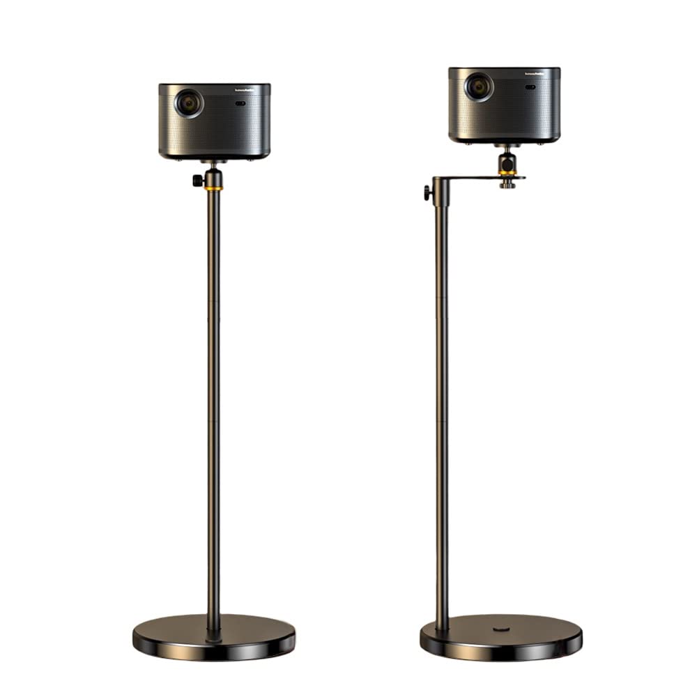 HVAYING Projector Stand, Metal, Black, 360° Rotation, Adjustable Height, 8kg Capacity, Compatible with Webcam Vlog, DVR Camera