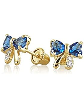 Bling Jewelry Gold 14K simulierten Sapphire CZ Bogen Baby Screwback Ohrringe
