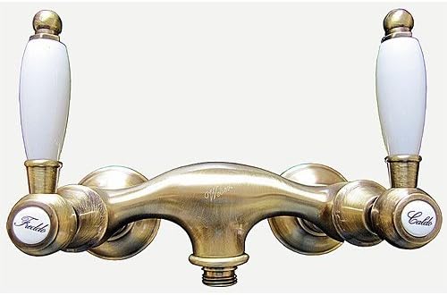 Country Style 2-Handle Shower Tap Brushed bronze Mixer Tap in Nostalgia Retro Antique Design with Ceramic Cartridges DORIAN Series