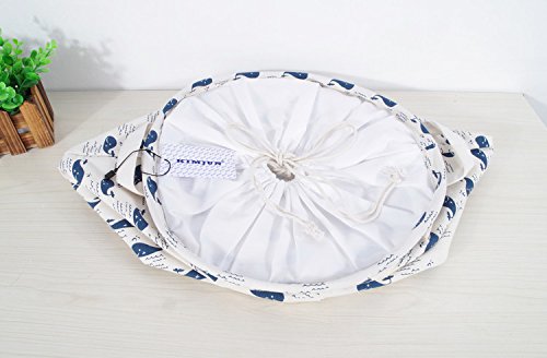Kimjun Baumwolle Leinen Runden Faltbar Waschekorb Waeschesammler Korb Kinder Spielzeug Aufbewahrungskorb Aufbewahrungsbox mit deckel -Wale - 5