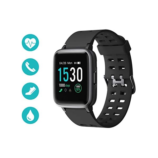 Huyeta Smart Watch mit Pulsmesser 1,3 Touchscreen Sport Uhr Smart Uhr 5ATM Wasserdicht Fitness Tracker Aktivitätstracker Pulsuhren mit Kalorienzähler Schlafmonitor Kamera Damen Herren für IOS Android
