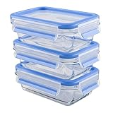 Recipiente de cristal de borosilicato más resistente a cambios de temperatura que el cristal convencional; tapa de plástico con silicona inyectada
