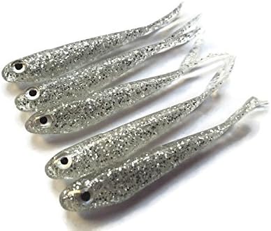 6 X 50mm Gold/Silver Soft Lures Jig Heads Drop Shot Soft Fishing Bait Pike Trout (Silver)