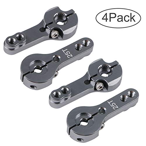 Crazepony-UK 4PCS 25T Servo Horn Arm Aluminum 35 mm 3 Holes Fits XP Digital Reedy Futaba Savox Newer-Style Hitec Servos-Grey