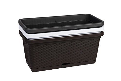 XL Pflanzkasten mit Bewässerungssystem und Rollen für einfaches Umstellen, Maße L 80 x B 40 x H 34 cm, Farbe Anthrazit - 4