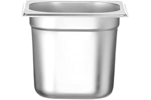 HENDI Contenitore Gastronorm, GN 1/6, resistenza termica -40 °C a 300 °C, compatibile con i forni a convezione, frigoriferi, bagno María, chafing dishes, 2.4L, 176x162x(H)150mm, acciaio inox