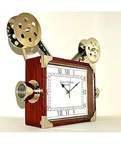 Us Decorators k Antique Vintage Style Projector Camera Table Desk Clock Wooden Home Decor