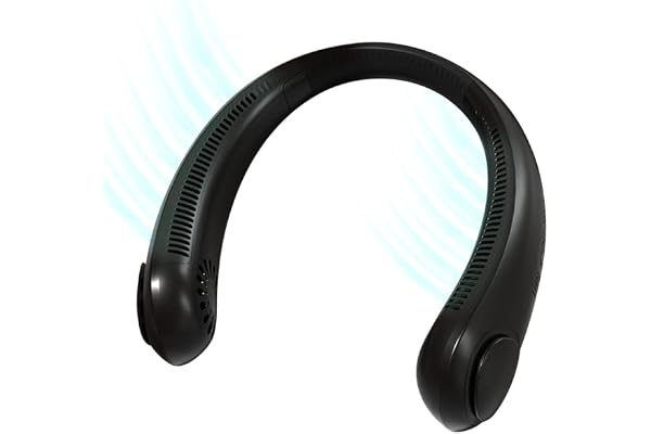 XUNATA Mini Ventilateur Portable Rechargeable USB Silencieux Mains Libres Sans Lame, Petit Cou Flux d'Air à 360° pour Bureau/Exterieur/Voyage/Travail (Le Noir)