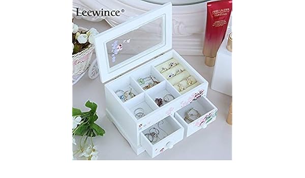White Leewince Custom Jewelry Makeup Organizer E0 E1 Mdf Wooden