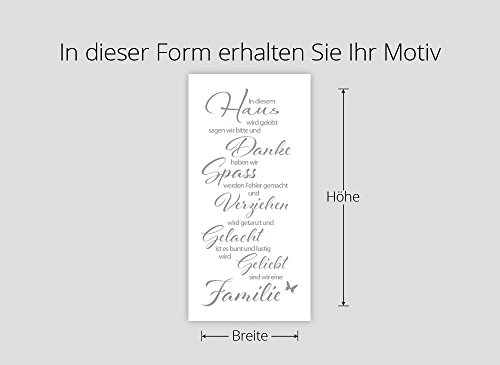 Wandaro W3397 Wandtattoo Wandsticker Wandaufkleber Spruch In diesem Haus wird.. Wir sind Familie mittelgrau (BxH) 58 x 130 cm - 4