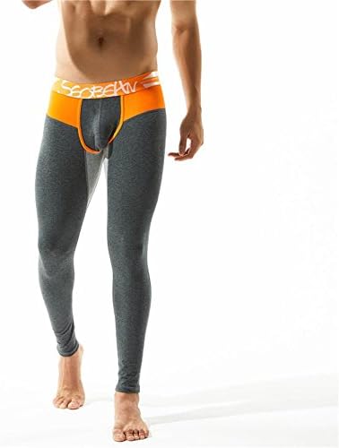 XIONGMEOWMens Long Johns Trousers Leggings Slim Fit Skinny Printed Low Rise Cotton Thermal Pants , dark grey , xl