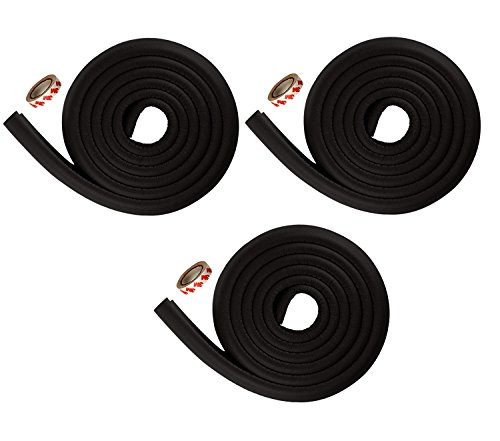DEDSODEDSO Edge Corner Guard – 2 Meter (6.5 Foot) Coverage Edge Cushion Safety Guard - Kids Safety Furniture,Marble & Glass Edge Cushion Protector (3 Pieces, Black)