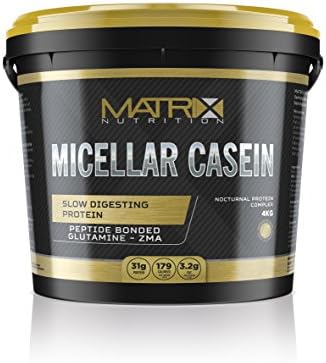 Matrix Nutrition Micellar Casein Protein Powder Optimum Slow Release Muscle Builder Shaker | Low Fat and Sugar (Vanilla, 4KG)