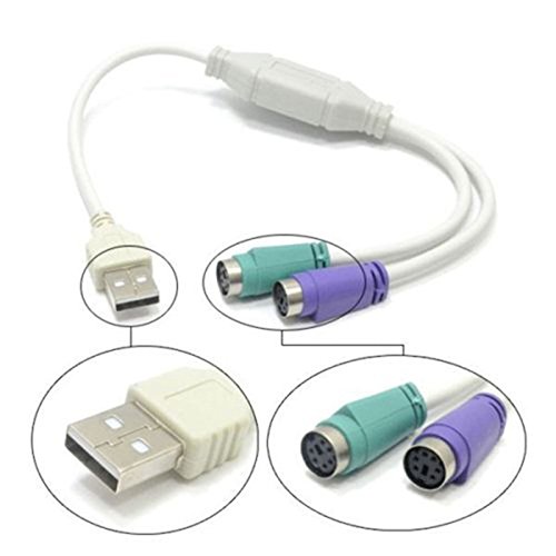 DaoRier USB zu PS/2 PS2 Adapter 2 X Mini-Din 6 Buchse USB A Stecker 2x Maus Tastatur an USB, 3 Stück - 3