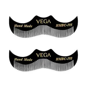 VEGA Moustache Comb, Black (Pack of 2)