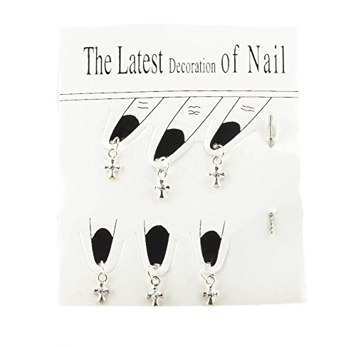 Mytoptrendz® Silver Tone Cross Shape Nail Decor Jewellery With Nail Piercing Pin nail dangles jewelry