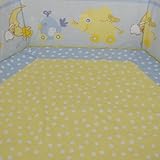 HONEY BEE Baby Laufgitter Laufstall 6 eckig + Einlage gelb/hellblau, Motiv ELEFANT 3 fach höhenverstellbar - 3