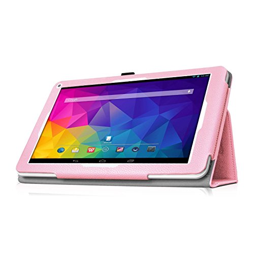 Fintie Odys Ieos Quad white Edition X610092 / Ieos Quad Pro Office Edition (10,1 Zoll) Tablet-PC Hülle – Slim Fit Folio Kunstleder Schutzhülle Cover Tasche mit Ständerfunktion und Stylus-Halterung, Rosa - 7