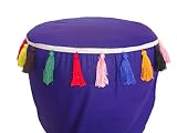 Color rojo SAFFRON Ronda de azafrán reposapiés otomana Cubierta Puf Suelo Pouffee borlas de algodón Cuerda para Sólo, no Relleno, Insertar no Incluido, algodón, Morado, 24\" Wx18 H