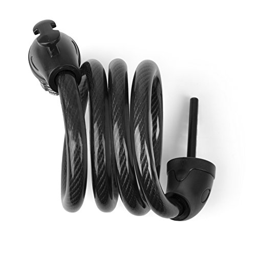 Gregster Fahrradschloss mit Zahlenkombination, Spiralkabelschloss fürs Fahrrad mit 5 Zahlenreihen und einem Durchmesser von 12 mm, Zahlenspiralkabelschloss inkl. Halterung, schwarz - 4