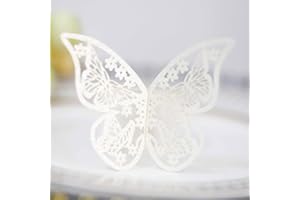 Hodeffior 50pcs Butterfly Shape Napkin Rings Hollow Out Napkin Holder for Christmas Wedding Party Home Table Decor White