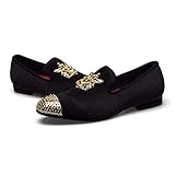 Gepolsterte Innensohle JITAI Herren Retro Samtstickerei edle Mokassinschuhe Freizeitschuhe Müßiggänger Raucher Müßiggänger