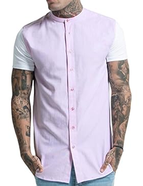 Sik Silk Uomo Contrasto Camicia a maniche corte, Rosa