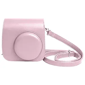 Shopizone Classic Vintage PU Leather Compact Case with Strap for Fujifilm Instax Mini 9/8 /8+ (Baby Pink)