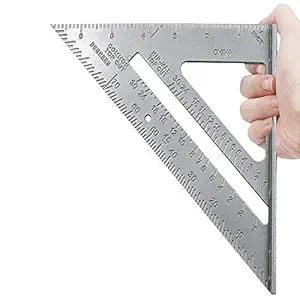 Kesig Double Side Scale Aluminium Alloy Metric Inch Triangle Measurement Hand Tool (Grey, 180 mm)